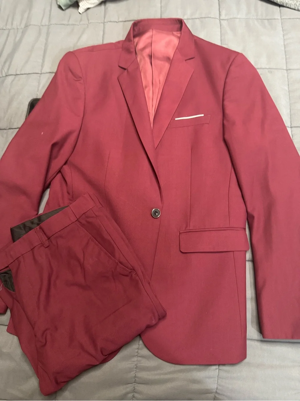 Men's Burgundy Two-Piece Suit Blazer & Pants